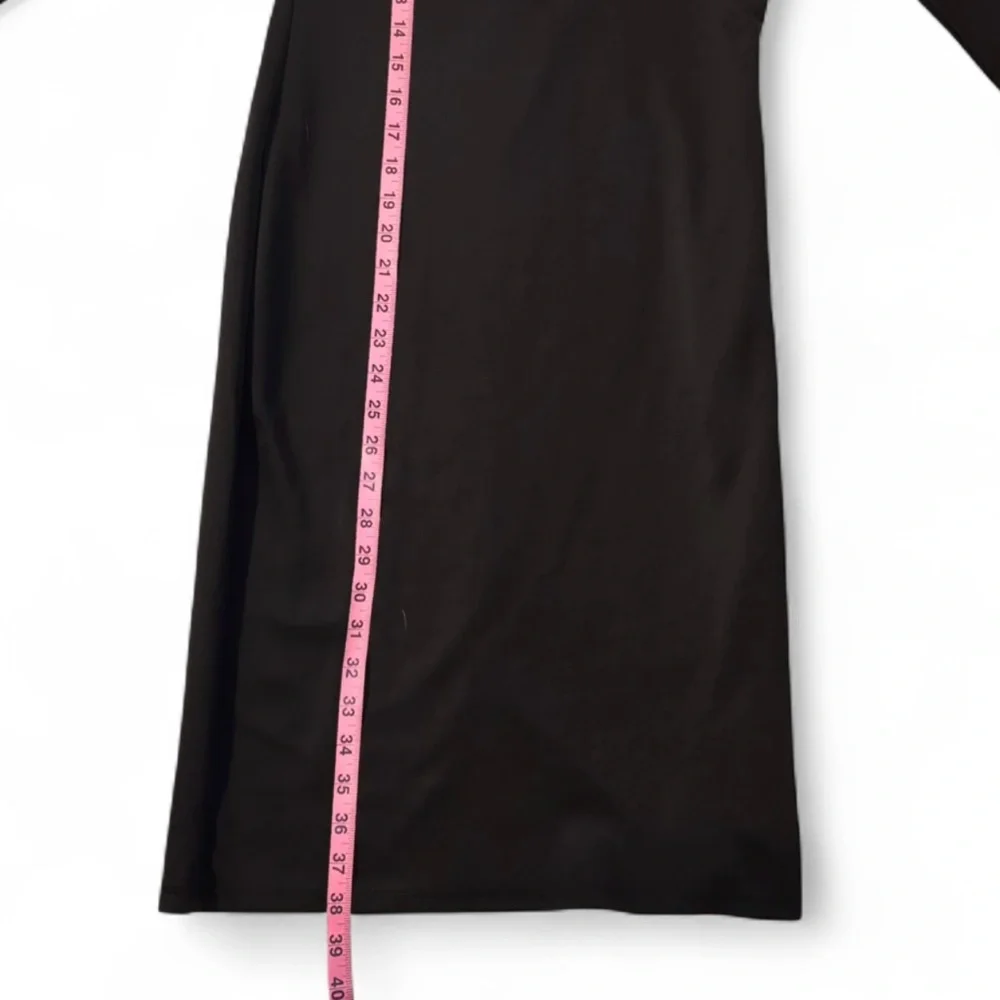 Vintage Luna Tiks Large Black Mini Dress with Red Accents Long Sleeves Classic - Picture 6 of 7